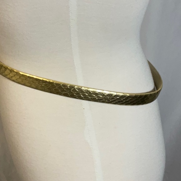 Vintage Kenneth Jay Lane Gold Snakeskin Belt With Embellished Buckle - Picture 3 of 8